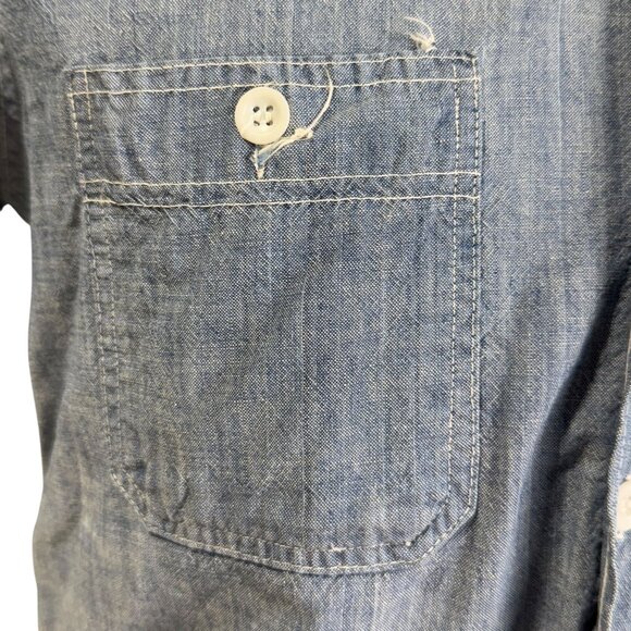 Vintage 60s King Kole Blue Chambray Shirt S/S Button-Up Mens Cotton Medium - Picture 11 of 11